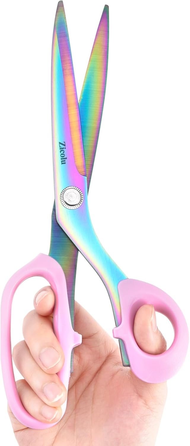 Fabric Scissors, 9″ Titanium Coating Sewing Scissors, All Purpose Sharp Heavy Duty Fabric Scissors for Cutting Clothes Leather Classic Stainless Steel Professional Fabric Shears for Tailor Home, Pink