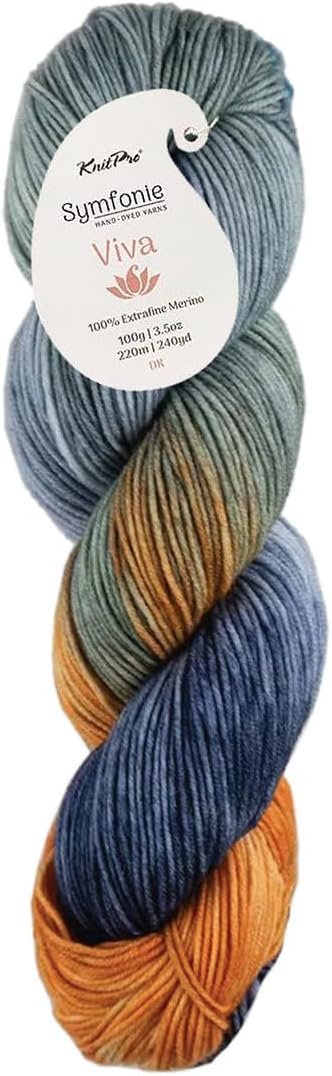 KnitPro Symfonie Hand Dyed DK Weight Yarn, 100% Extra Fine Merino Wool for Knitting & Crocheting, Oeko-TEX Certified, Superwash, Fade Resistant, 220m, 100g Skein, Viva Variegated Newyork Newyork