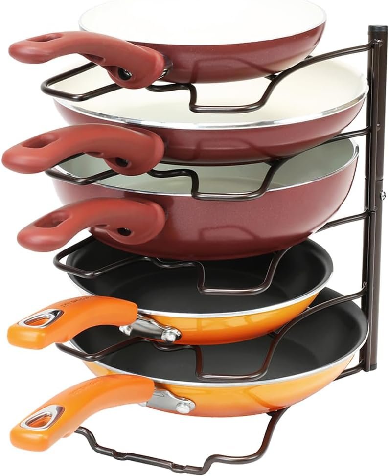 Deco Brothers Pan Organizer Rack for Kitchen Cabinet and Counter, Bronze