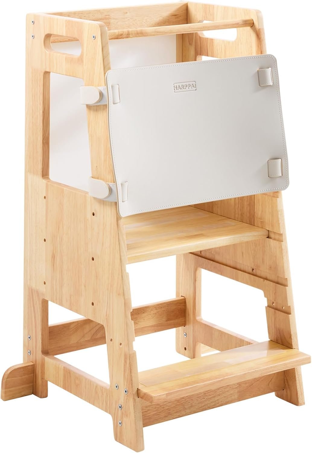 HARPPA Nordo Toddler Kitchen Learning Helper with Adjustable Height and Anti-Slip Protection, Kids Standing Tower with Safety Rail, Wooden Kids Tower with Learning Chalkboard, Natural