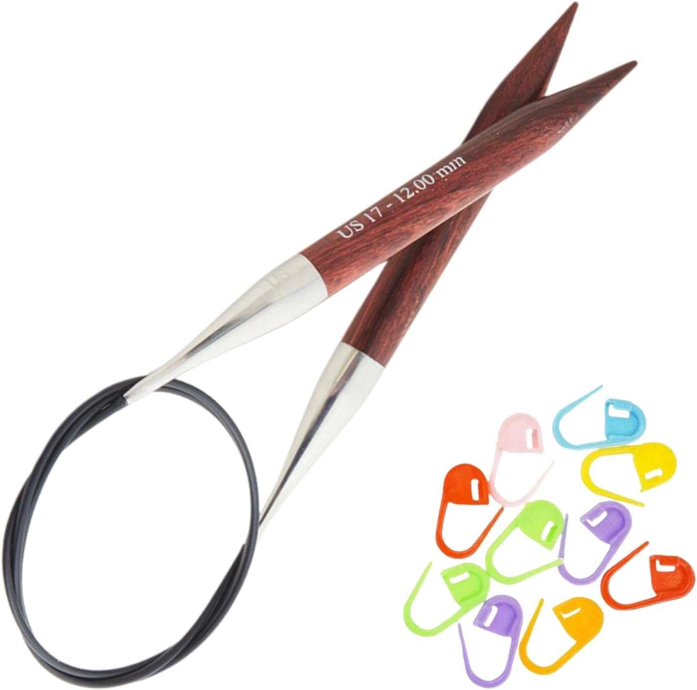 KnitPro Dreamz Circular Knitting Needles 16 inch, Size 17 (40cm, 12.00mm) with 10 Colorful Stitch Markers