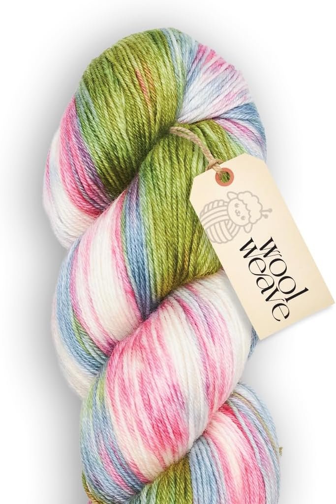 Woolweave Fingering Weight Yarn – Hand Dyed Variegated Yarn, 75% Extrafine Merino Wool & 25% Polyamide, 100g Skein, 438 Yards – Lightweight, Soft & Durable