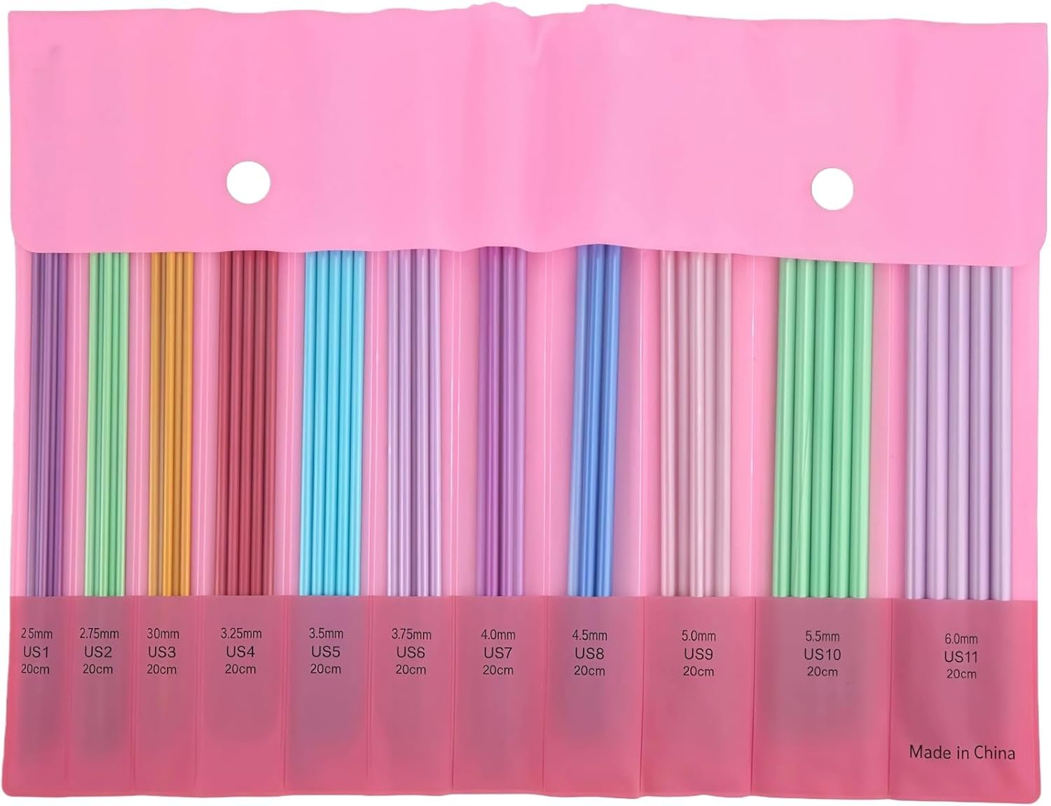 Kodrily 8″ 55Pcs Double Pointed Knitting Needle Set with Storage Bag for Knitting Circular Socks, Gloves, Mittens, Beanies, Aluminum Alloy, US Sizes 1.5, 2, 2.5, 3, 4, 5, 6, 7, 8, 9, 10
