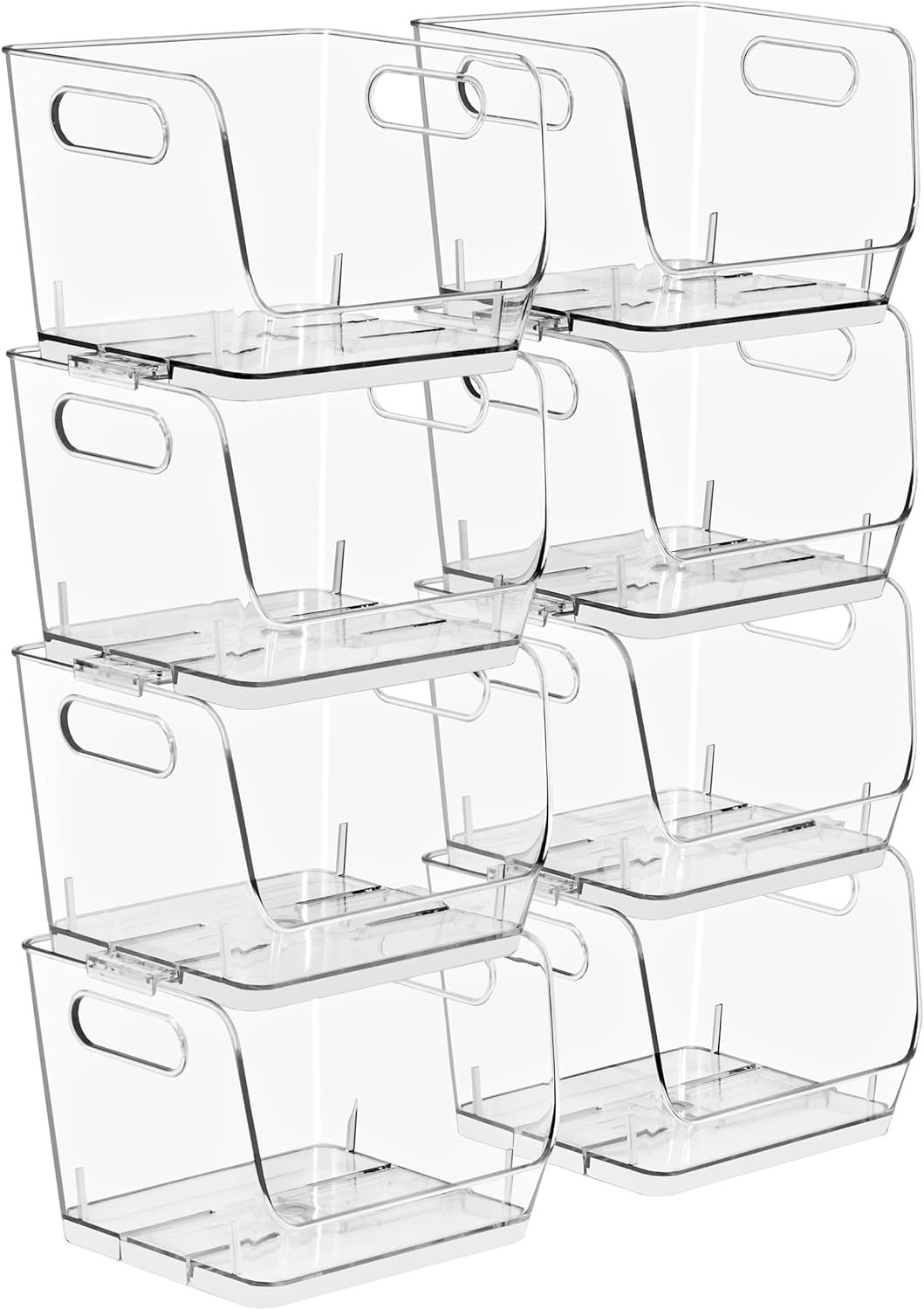 Sorbus Stackable Storage Bins Open Front, Clear Stackable Storage Bins, Pantry Bins for Storage and Organization, Acrylic Stackable Bins for Kitchen, Clear Pantry Organizer Bins (Small Square 8 Pack)