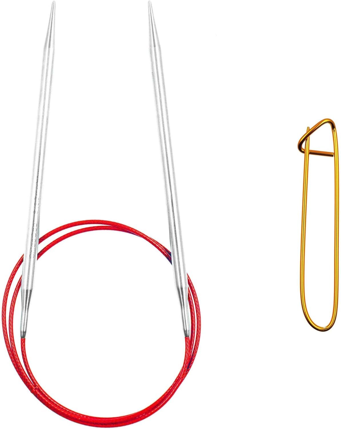 ChiaoGoo Red Lace 40 inch (102cm) Circular Knitting Needles US Size 7 (4.5mm) Stainless Steel 7040-7 with Stitch Holder