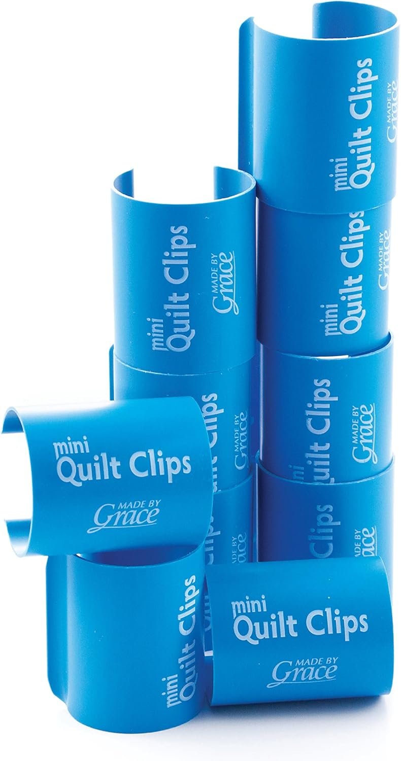 Grace Start-Right Quilt Clips | Rail Quilt Clips | Fabric Management for Rolling Rail Frame or Hand Quilting (Blue 1.5″ Diameter)