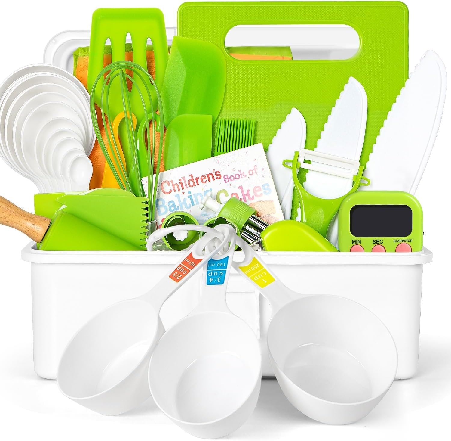 Kids Cooking Sets Real, 37PCS Kids Cooking and Baking Set with Storage Case Timer Kid Safe Knives Cutting Board, Toddler Kitchen Toys Birthday Gifts for Girls Boys Age 3 – 8