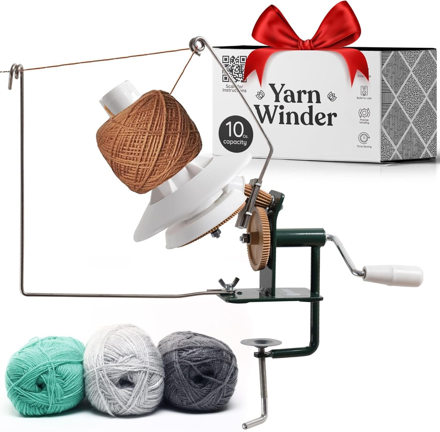 Large Capacity Yarn Ball Winder & Spinner. Hand-Operated Winder for Crocheting & Knitting, Supports 10 oz Yarn Capacity, Ideal for Crafters.