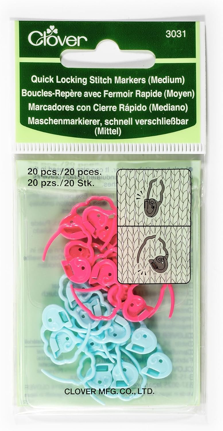Clover Quick Locking Stitch Markers – Medium 20/Pkg