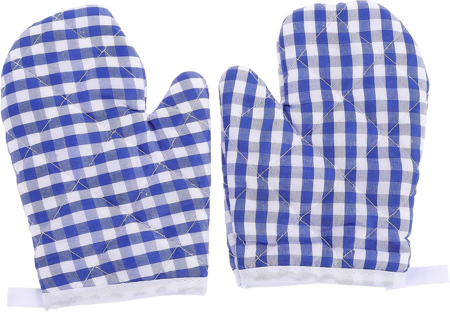POPETPOP Kitchen Oven Mitts for Kids: 2pcs Heat Resistant Cotton Oven Gloves – Kitchen Mitts for Cooking, Baking, Microwave, Farmhouse Restaurant (Dark Blue)