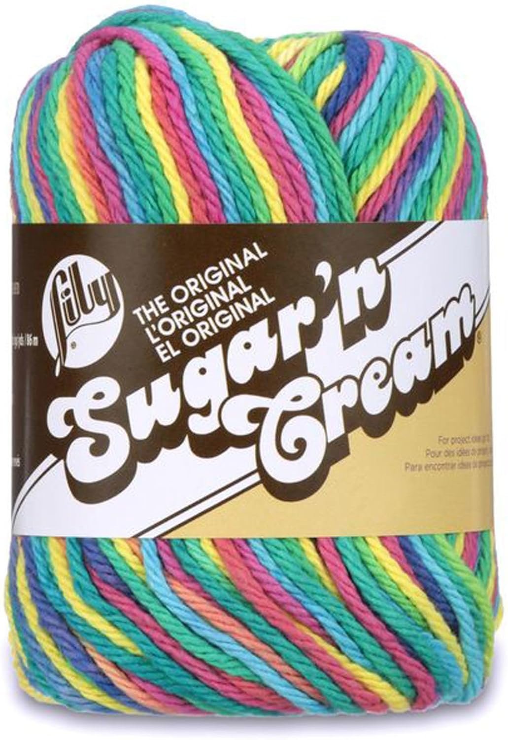 Lily Sugar ‘N Cream The Original Ombre Yarn, 2oz, Gauge 4 Medium, 100% Cotton, Psychedelic – Machine Wash & Dry