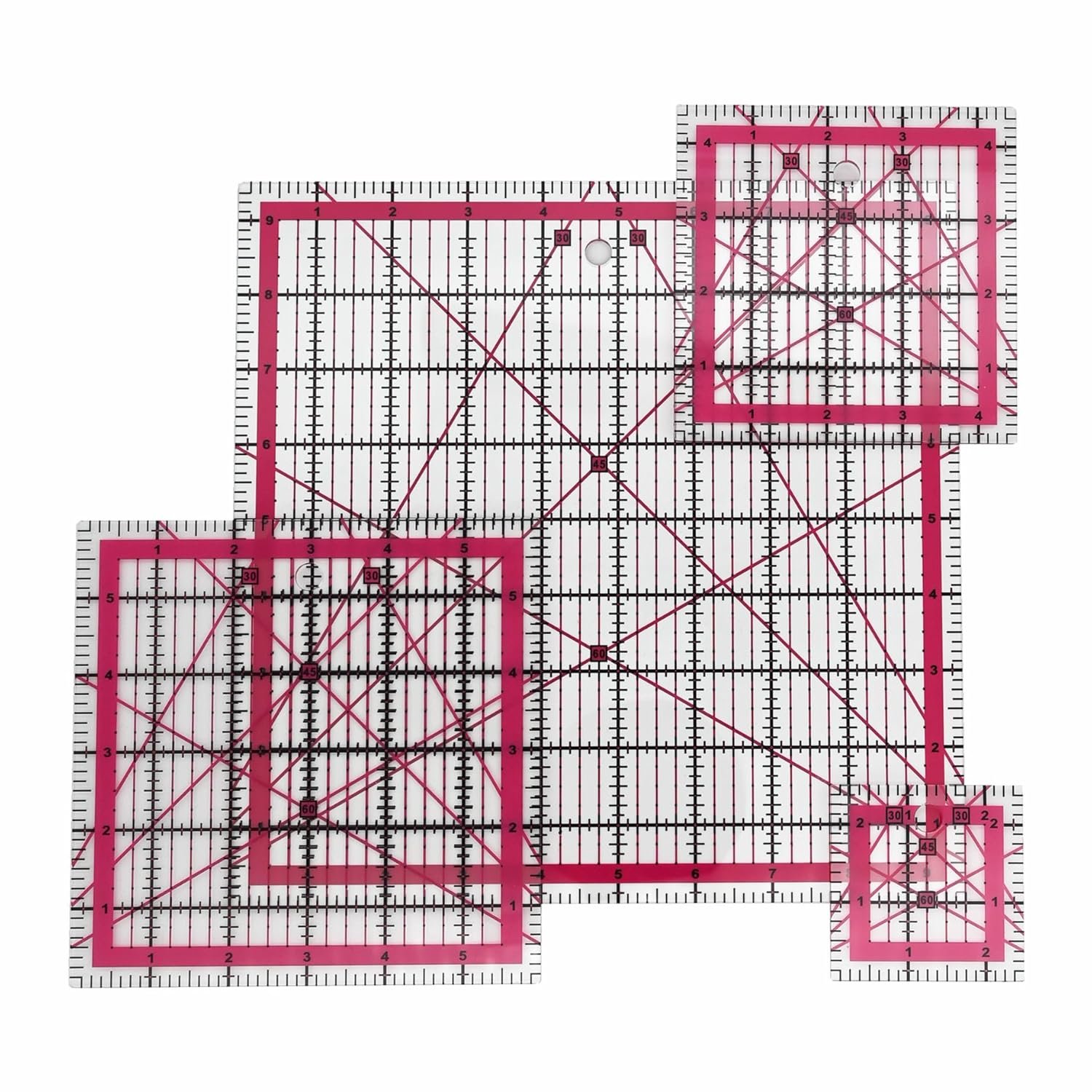 Sewing Rulers Quilting Ruler,Acrylic Quilting Templates,Sewing Tools Accessories Supplies for Patchwork Precision Fabric Cutting 4pcs(9.5,6,4.5,2.5inch)
