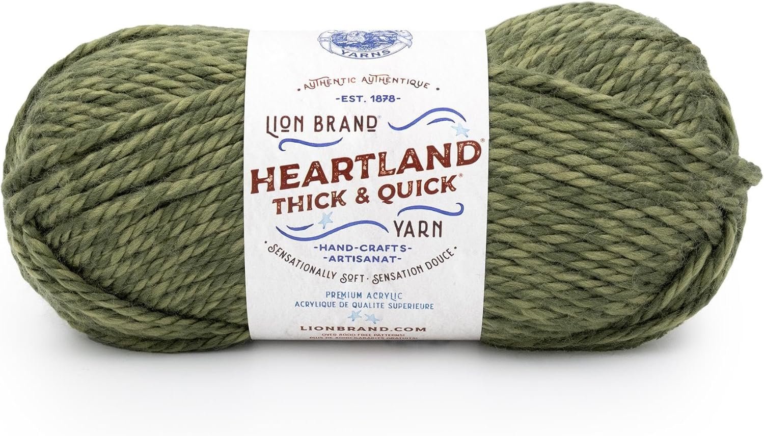 Lion Brand Yarn, Bulky Heathered Heartland Thick & Quick Yarn for Knitting and Crochet, Griffith, 1 Pack