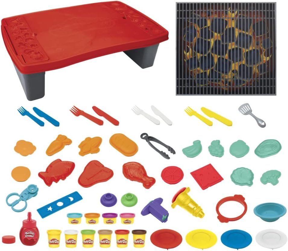 Play-Doh Kitchen Creations Big Grill Playset 40-Piece BBQ Toy for Kids 3 Years and Up with Non-Toxic Drizzle and 10 Colors (Amazon Exclusive)