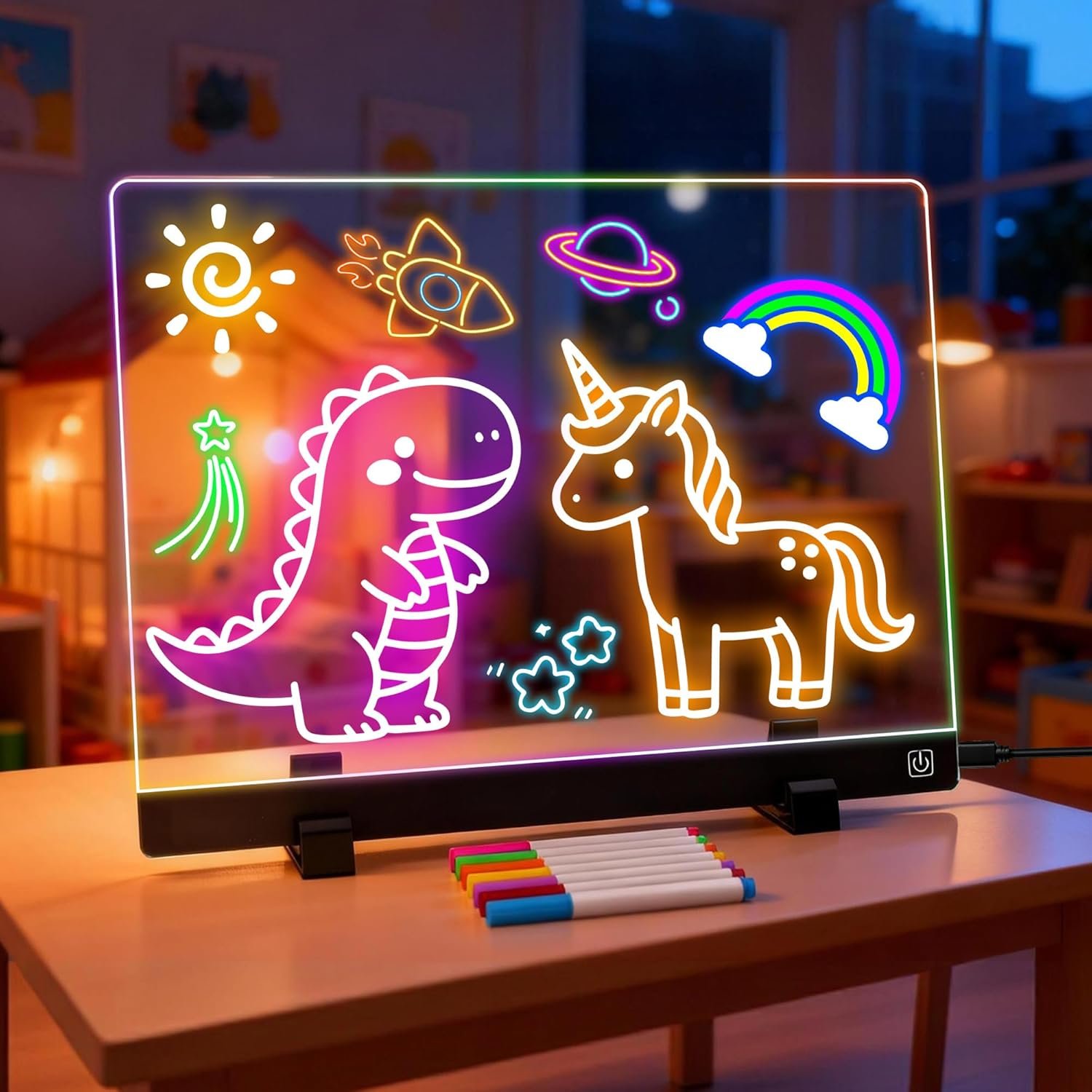 MOKOQI 16-Inch LED Drawing Board for Kids | Light Up Doodle Board Glow Drawing Tablet | Reusable Kid Drawing Pad Toy | Arts Supplies Crafts for Kids Ages 4-8 | Graduation Birthday Gift for Girls Boys
