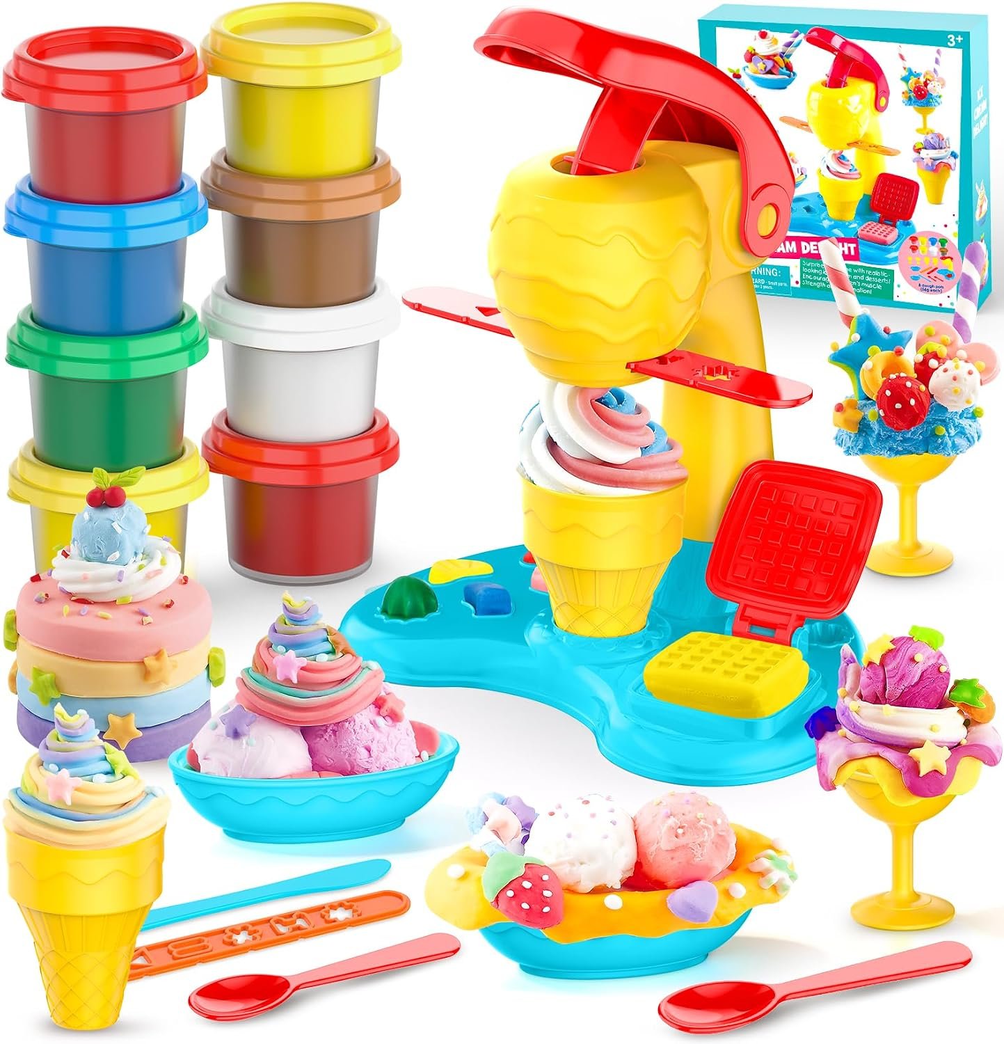 Rodsucs Color Dough Kitchen Creation Sets for Kids Ages 4-8, Ice Cream Maker Toy for 3-12 Year Old Kid, Kids Arts & Crafts Toys, Christmas Birthday Gifts for Boys Girls