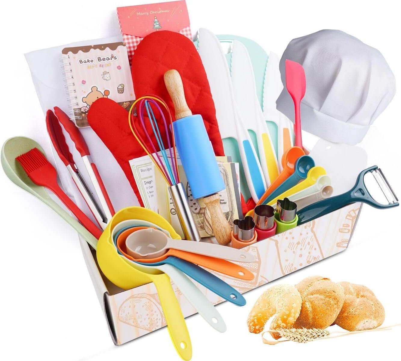 Kids Cooking & Baking Set Real Cooking Utensils Guide – Complete Cooking Supplies for The Junior Chef – Kids Baking Tools for Girls & Boys – Real Kitchen Accessories Kit for The Curious Child