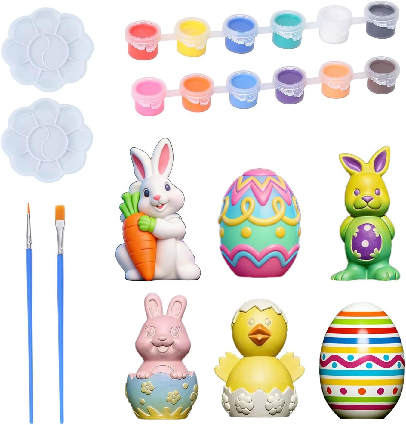 GloomGlo Easter Plaster Painting Kit, 6-Piece Paint Your Own Easter Crafts, DIY Arts & Crafts for Kids & Adults (6pcs)
