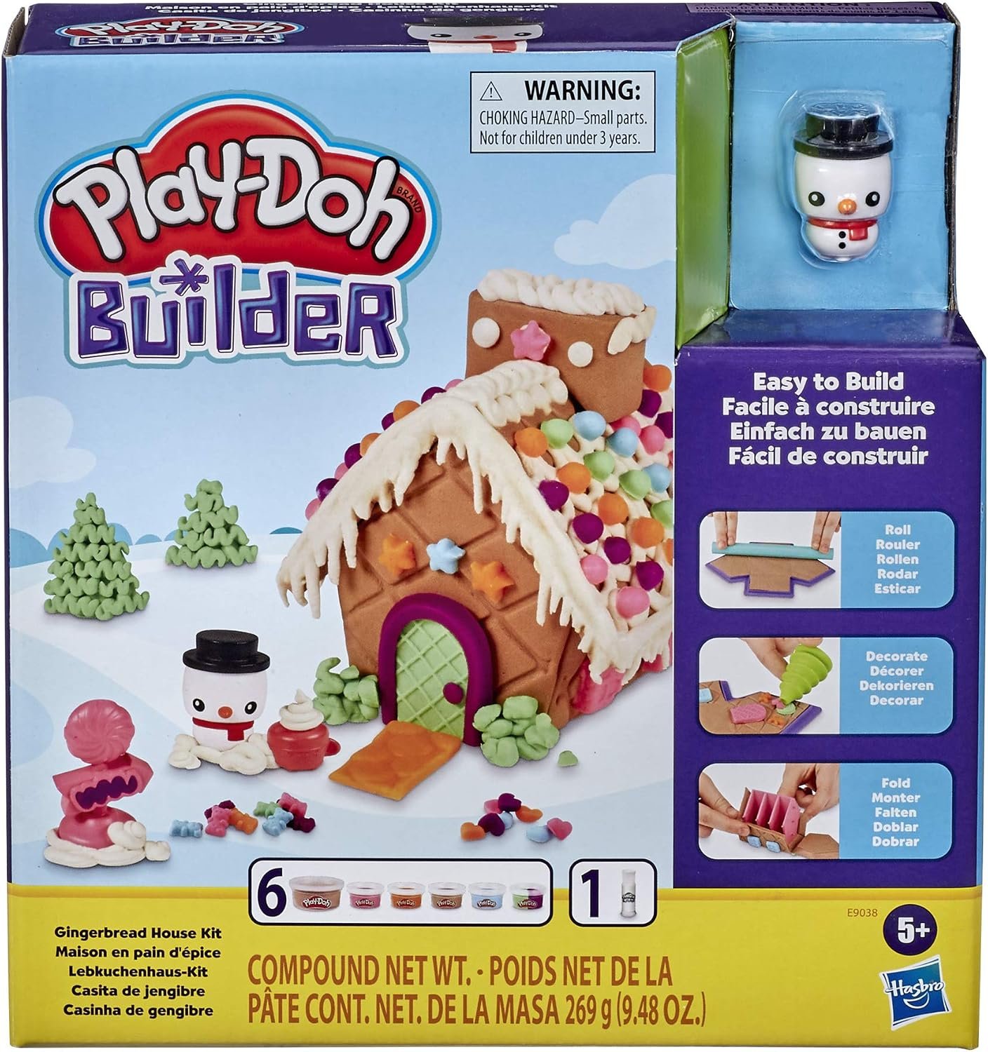 Play-Doh Builder Gingerbread House Toy Building Kit for Kids 5 Years and Up with 6 Non-Toxic Play-Doh Colors – Easy to Build DIY Craft Set (Amazon Exclusive)