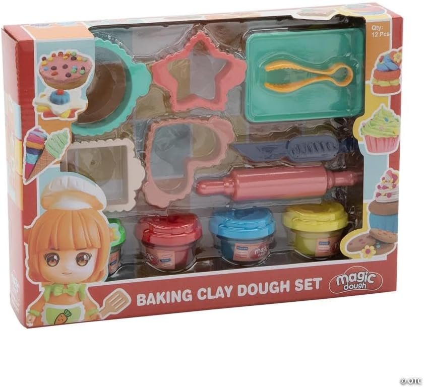 Fun Express 12 1/2″ x 11 3/4″ Magic Dough Baking Clay Play Set – 12 Pieces