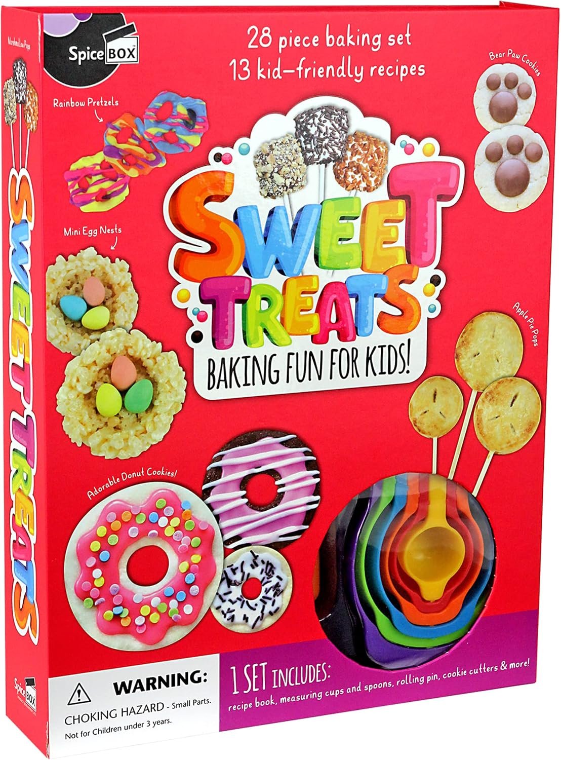 SpiceBox Kids Baking Set Bake Cooking Kit, Children’s Activity Kit DIY Baking Toys, Beginner Make and Play Sweet Treats, Cookies, Pie Pops, Pretzels, 13 Sweet Creations